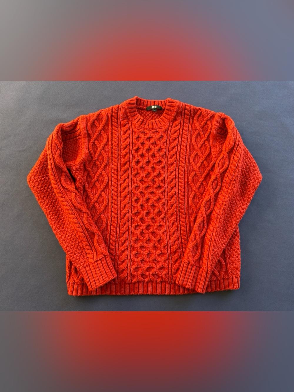 Uniqlo Women’s Orange, Cable Knit Crewneck Sweater Fall